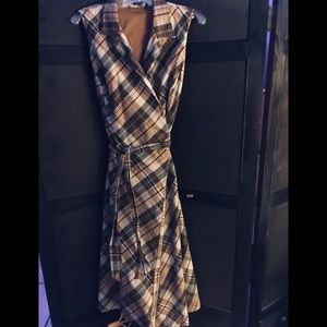 Contemporary plaid wrap dress